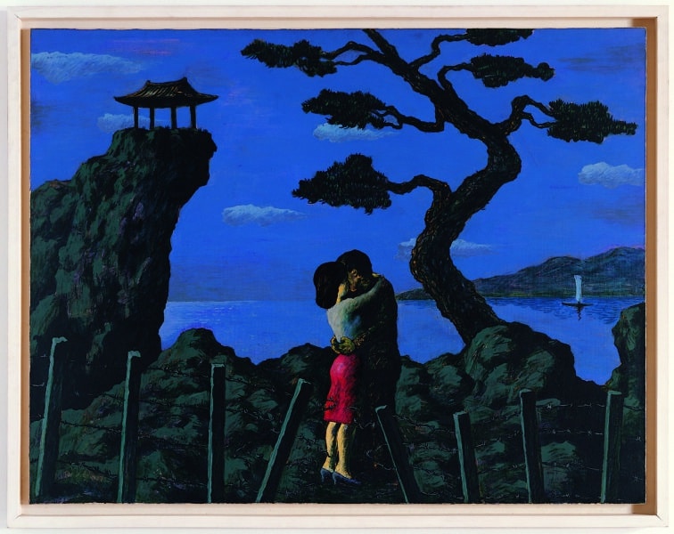 Min Joung-Ki, Embrace, 1981, Öl auf Leinwand, 146 × 112 cm, Courtesy der Künstler