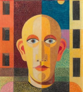 Heinrich Hoerle, Selbstbildnis vor Häusern (Arbeiter), 1932, Von der Heydt-Museum Wuppertal