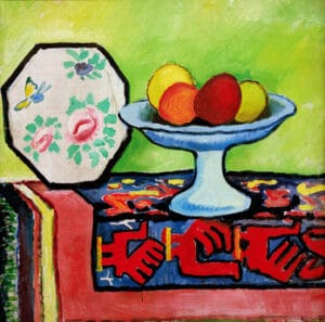 August Macke, Stillleben mit Apfelschale und japanischem Fächer, 1911. Öl auf Leinwand, DLG aus Privatbesitz, Foto: Reni Hansen