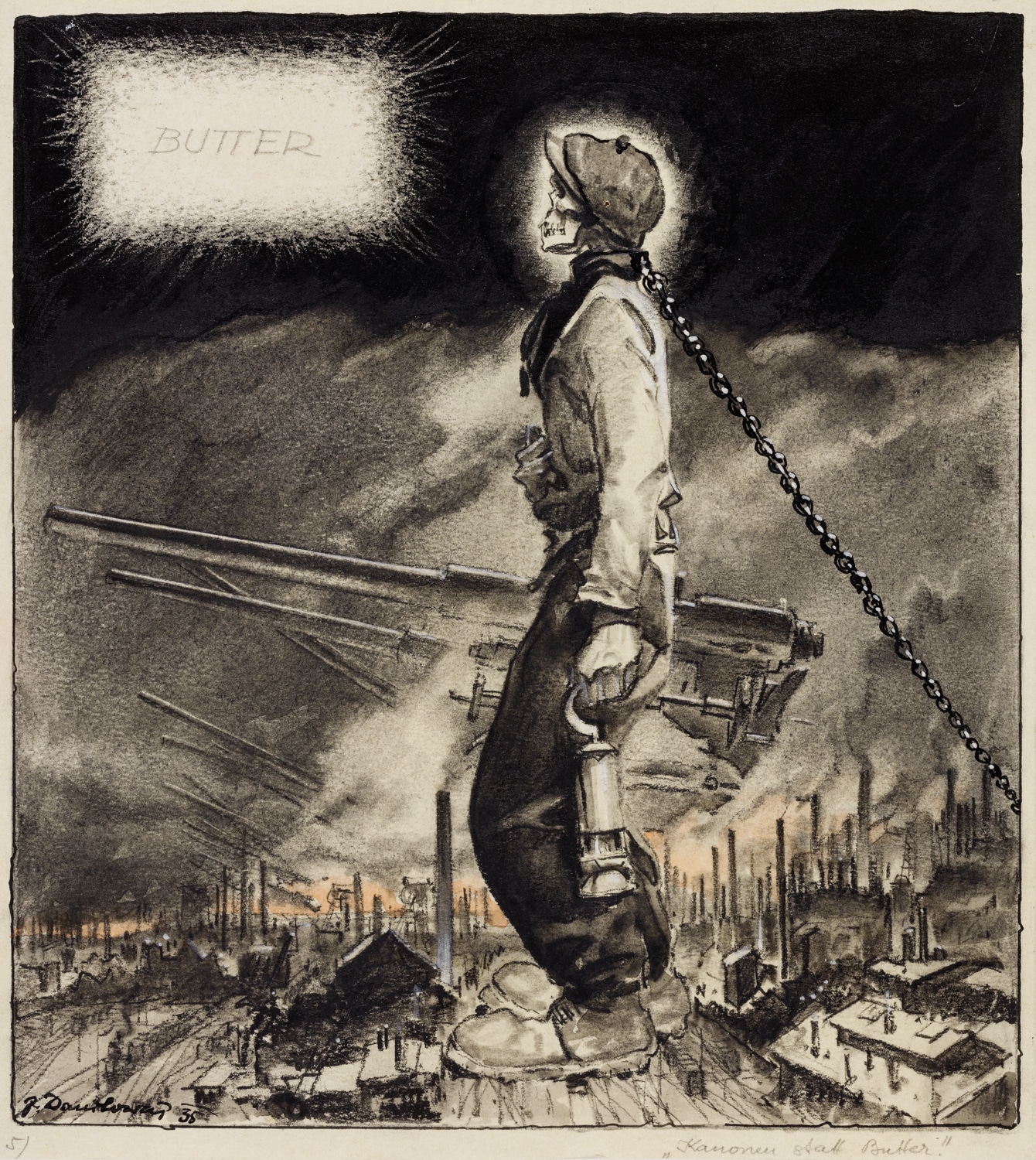 Josef Danilowatz: Kanonen statt Butter (1944)© Dokumentationsarchiv des österreichischen Widerstandes, Foto C. Fuchs © Bildrecht Wien, 2022