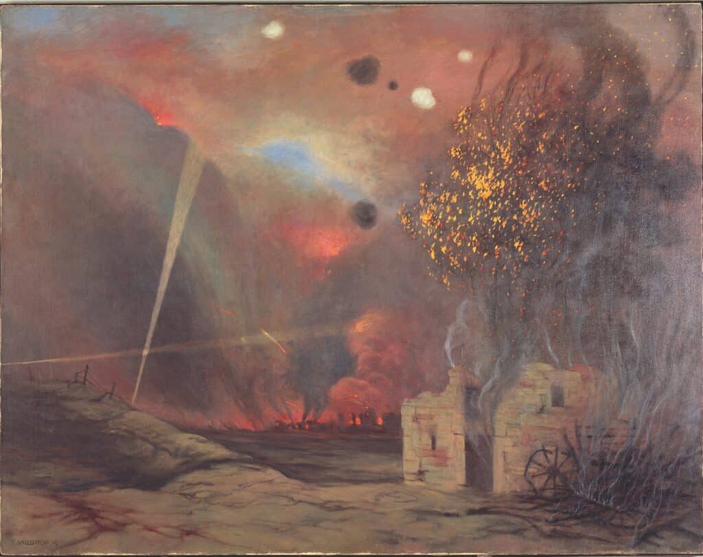 Félix Vallotton (1865–1925), Paysage de ruines et d'incendies, 1915, Öl auf Leinwand, Kunstmuseum Bern, Schenkung der Stiftung Gemäldesammlung Emil Bretschger