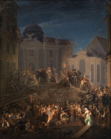 Anton Ziegler, Die Barrikade auf dem Michaelerplatz in der Nacht vom 26. auf den 27. Mai 1848, © Wien Museum Foto: Birgit und Peter Kainz, Wien Museum 