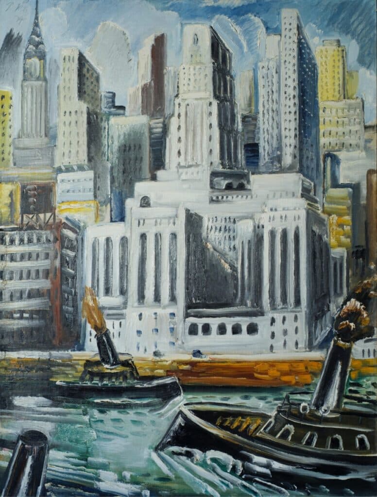 Paul Kleinschmidt, New York (East River und Ansicht von Manhattan), 1934, Museum Ulm – Leihgabe aus Privatbesitz, Foto: Oleg Kuchar