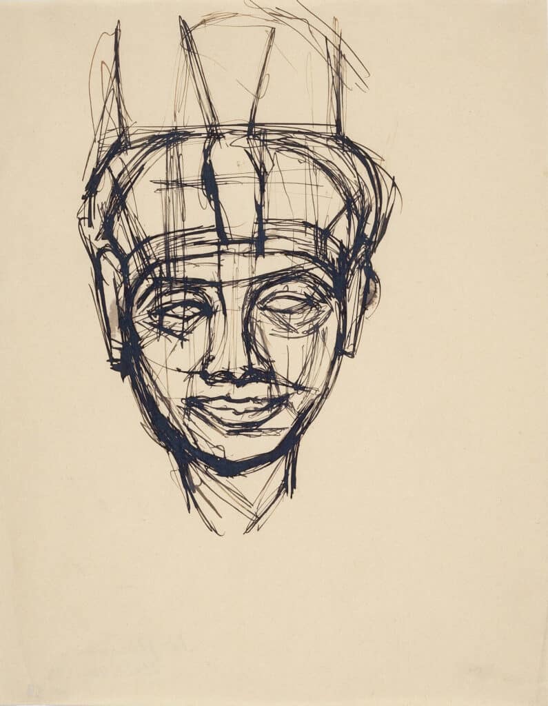 Alberto Giacometti, Study drawing after the head of the goddess Mut. 1920-1939. Statens Museum for Kunst © Succession Alberto Giacometti / Adagp, Paris, 2024