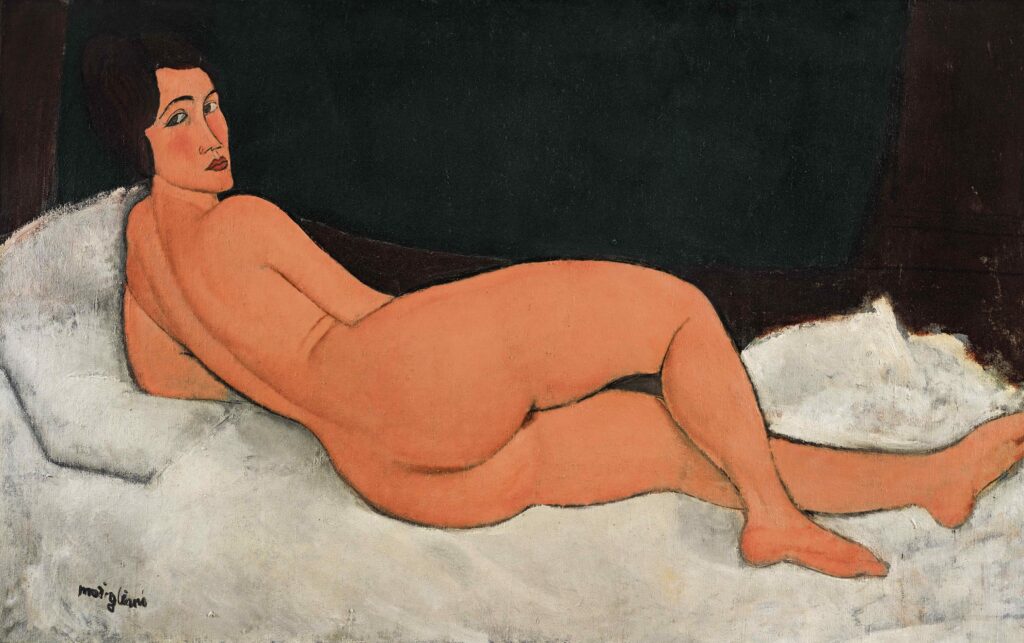 Amedeo Modigliani, Auf der Seite liegender Frauenakt, 1917, Nahmad Collection © Nahmad Collection