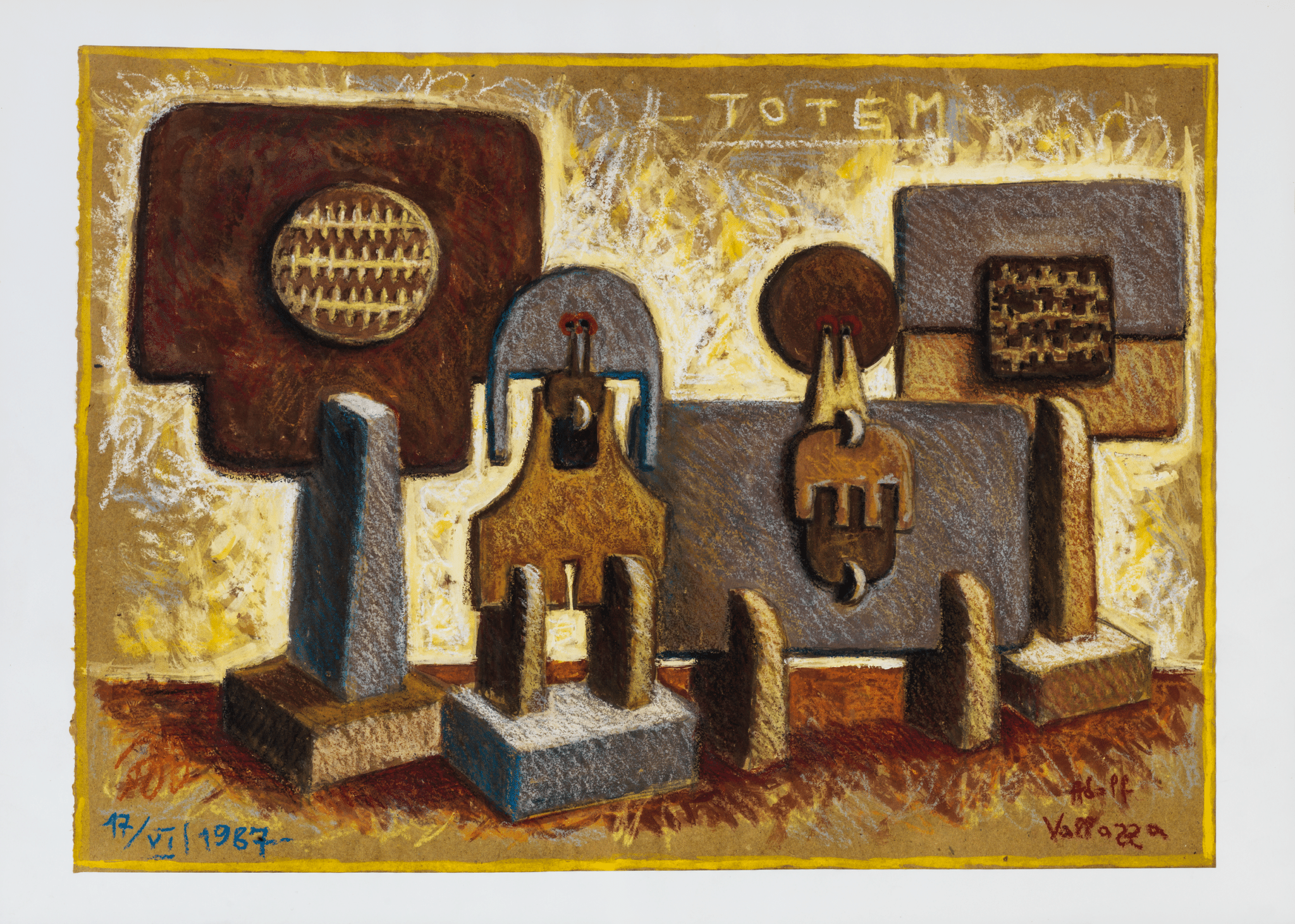 Adolf Vallazza, Totem, 1987, technique mixte sur papier, 44.2 x 61 cm Collection Museion, photo : Gardaphoto s.r.l., Salò