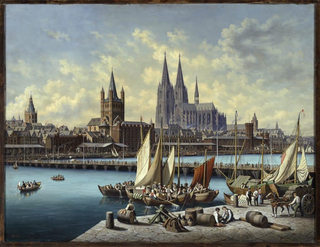 Hubert Sattler (1817-1904), Cologne from the Deutz district (Germany), 1880-1892, oil on canvas © Salzburg Museum/Maurice Rigaud 