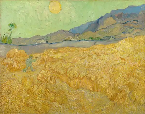 Wheatfield with a Reaper, Vincent van Gogh (1853 - 1890), Saint-Rémy-de-Provence, September 1889, oil on canvas, 73.2 cm x 92.7 cm, Credits (obliged to state): Van Gogh Museum, Amsterdam (Vincent van Gogh Foundation)