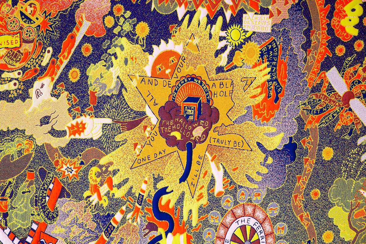 Fanja Bouts, A Largely Distorted yet Surprisingly Ordered Map of Regular Irregularities: A Dense Description of the Present Day History of the Future, 2023, (Ausschnitt), Courtesy of the artist
