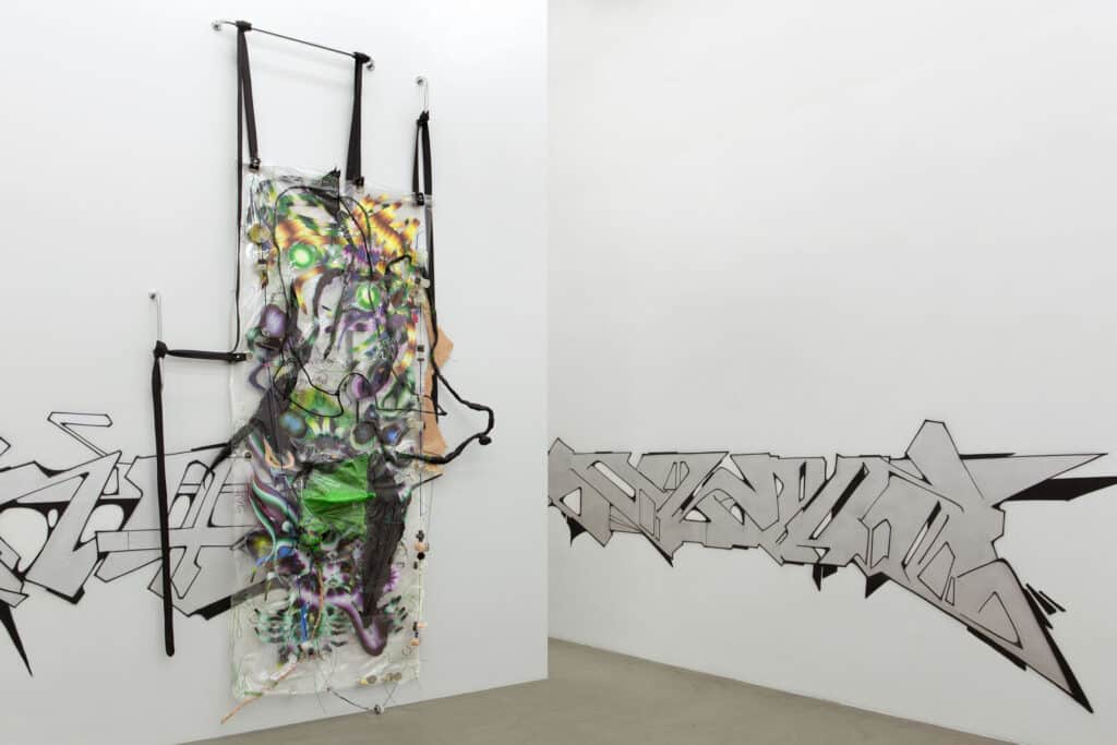 KAYA (Kerstin Brätsch & Debo Eilers), installation view Curated by N.O.Madski – KAYA V (Kerstin Brätsch / Debo Eilers), Meyer Kainer, Vienna, 2015 Photo: Ulrich Holz. Courtesy of the artists, Meyer Kainer, Vienna, and Deborah Schamoni