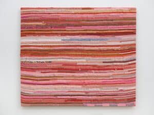 Kresiah Mukwazhi, the high priests, 2024, Bra straps on canvas, 120×140 cm, Foto: Simon Vogel.