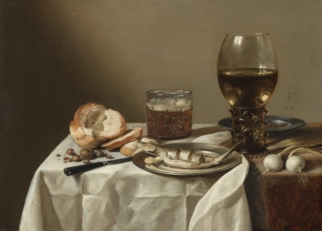 Pieter Claesz (1597/98–1660), Stillleben mit Glaspokal, 1642, Öl auf Holz, Universalmuseum Joanneum, Alte Galerie Schloss Eggenberg, Leihgabe Kaiserschild-Stiftung, © Foto: UMJ/N. Lackner