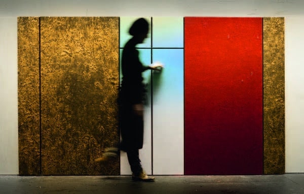 Fabienne Verdier, Annonciation, 2025, Acryl und Mischtechnik auf Metallblech, 160 x 292 cm © Adagp, Paris, 2025, Foto: © Inès Dieleman