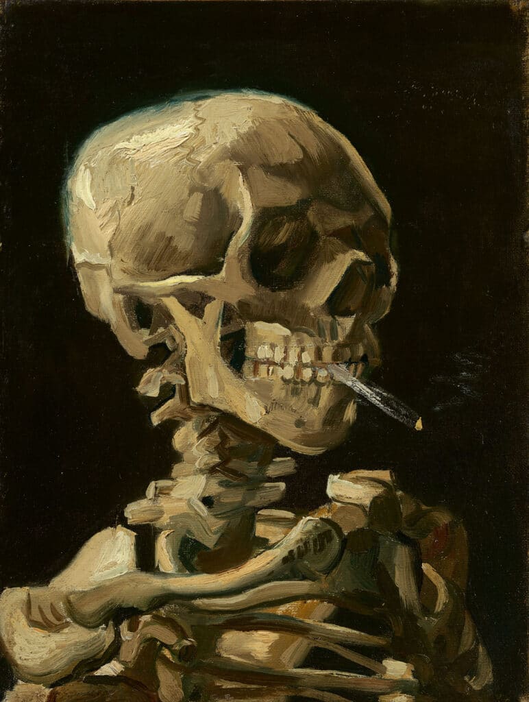 Vincent van Gogh Head of a Skeleton with a Burning Cigarette, 1886 Oil on canvas, Van Gogh Museum, Amsterdam (Vincent van Gogh Foundation)