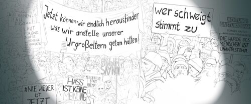 Illustrationen aus der Ausstellung „Die Nazis waren ja nicht einfach weg“ © David von Bassewitz