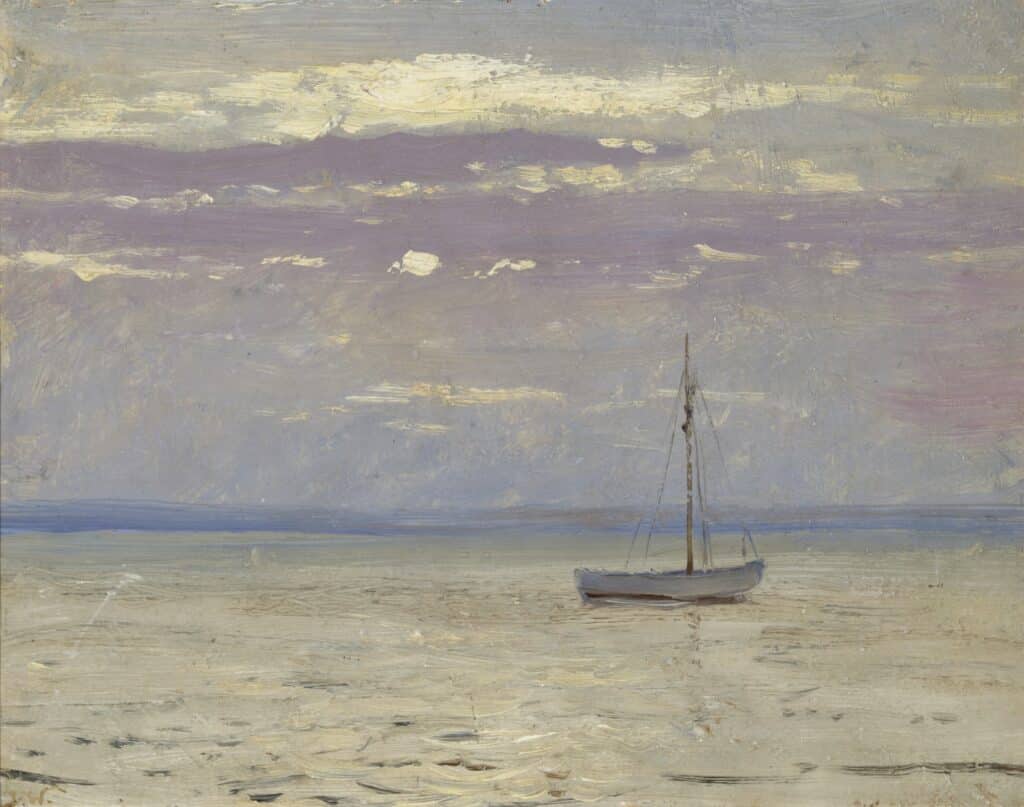 Julius Wentscher, Abendstimmung am Haff, o. J., Öl auf Leinwand, Galerie Busse, Weimar Foto: Agentur Nordlicht, Thomas Häntzschel, Rostock