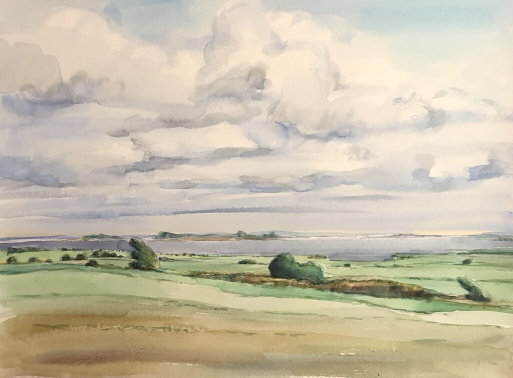 Manfred Pietsch, Boddenlandschaft, Fischland, 1990, Aquarell © Jürgen Schneider