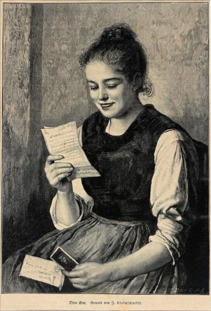 Holzschnitt «Von ihm». Nach einem Gemälde von Johann Kleinschmidt, 1890 © Liechtensteinisches LandesMuseum 