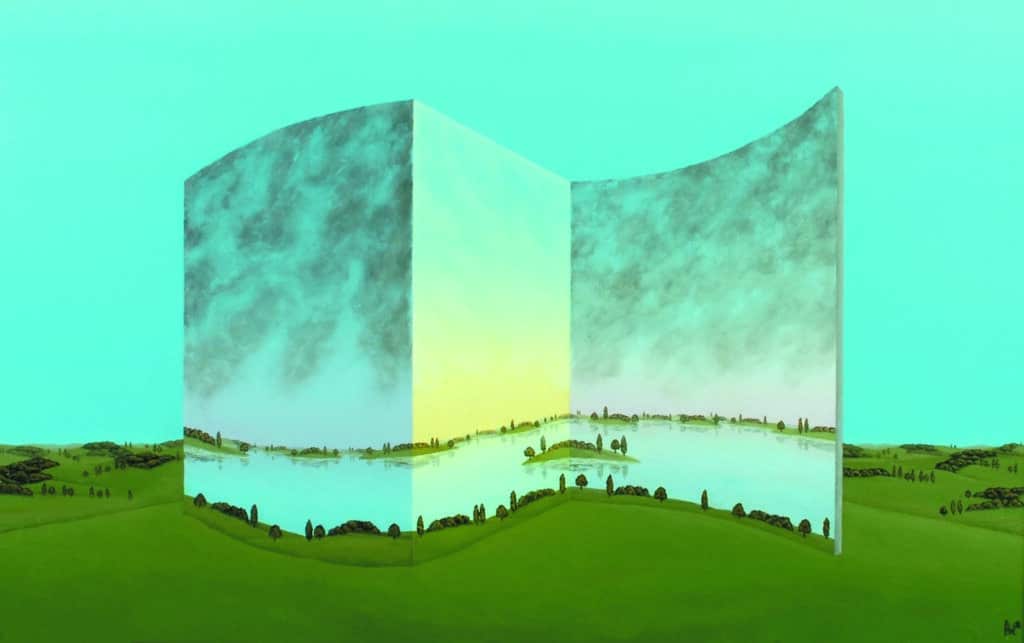 Franz Politzer, The Folded Lake, 2018, oil painting © schaefer-schlehwein, 2026