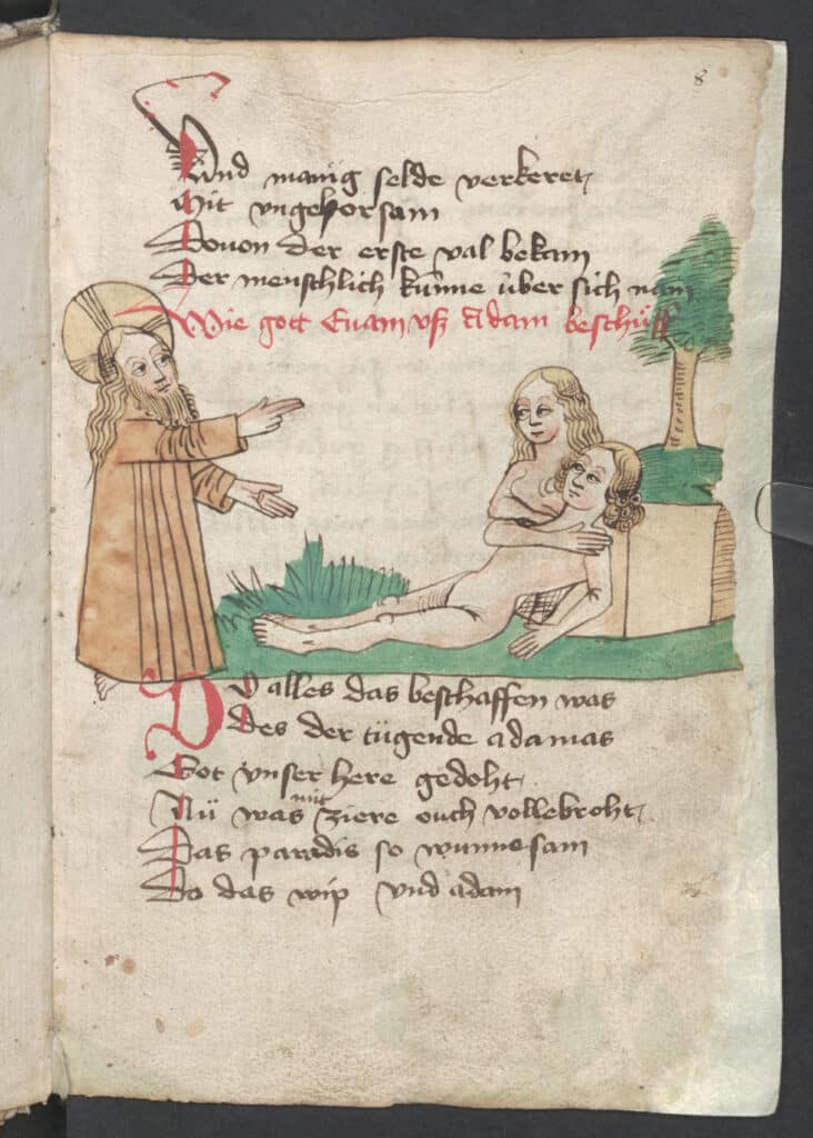 Lutwin, „Adam und Eva“, Handschrift, Papier, Hagenau um 1460