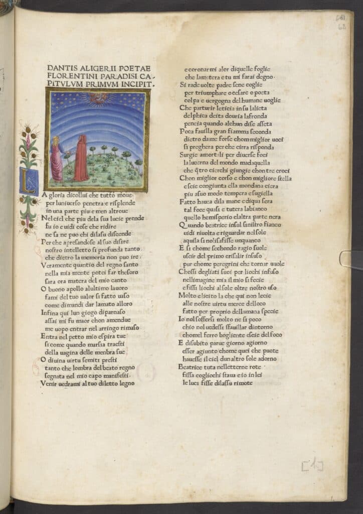 Dante und Beatrice, Dante Alighieri, La Commedia, Mantua 1472