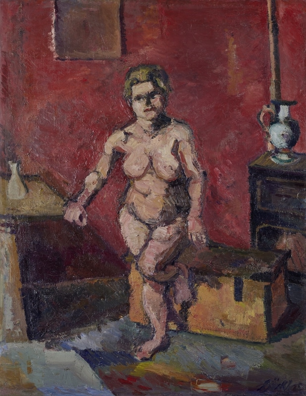 HERBERT BOECKL, Akt vor gelber Kiste, 1925 © Privatbesitz | Foto: Leopold Museum, Wien © Herbert Boeckl-Nachlass, Wien