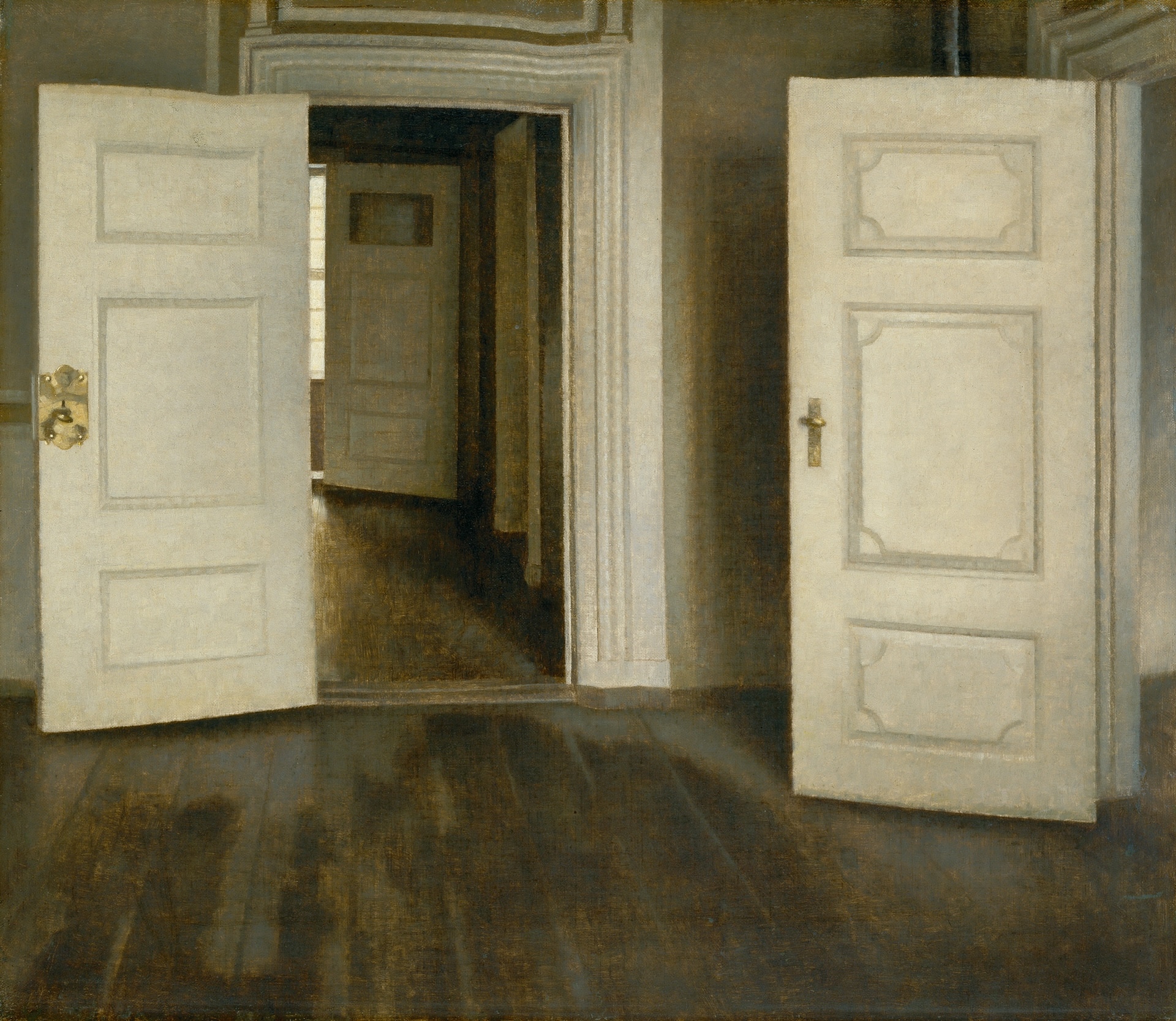Vilhelm Hammershøi, Offene Türen, 1905, Öl auf Leinwand, The David Collection, B 309, Foto: Pernille Klemp