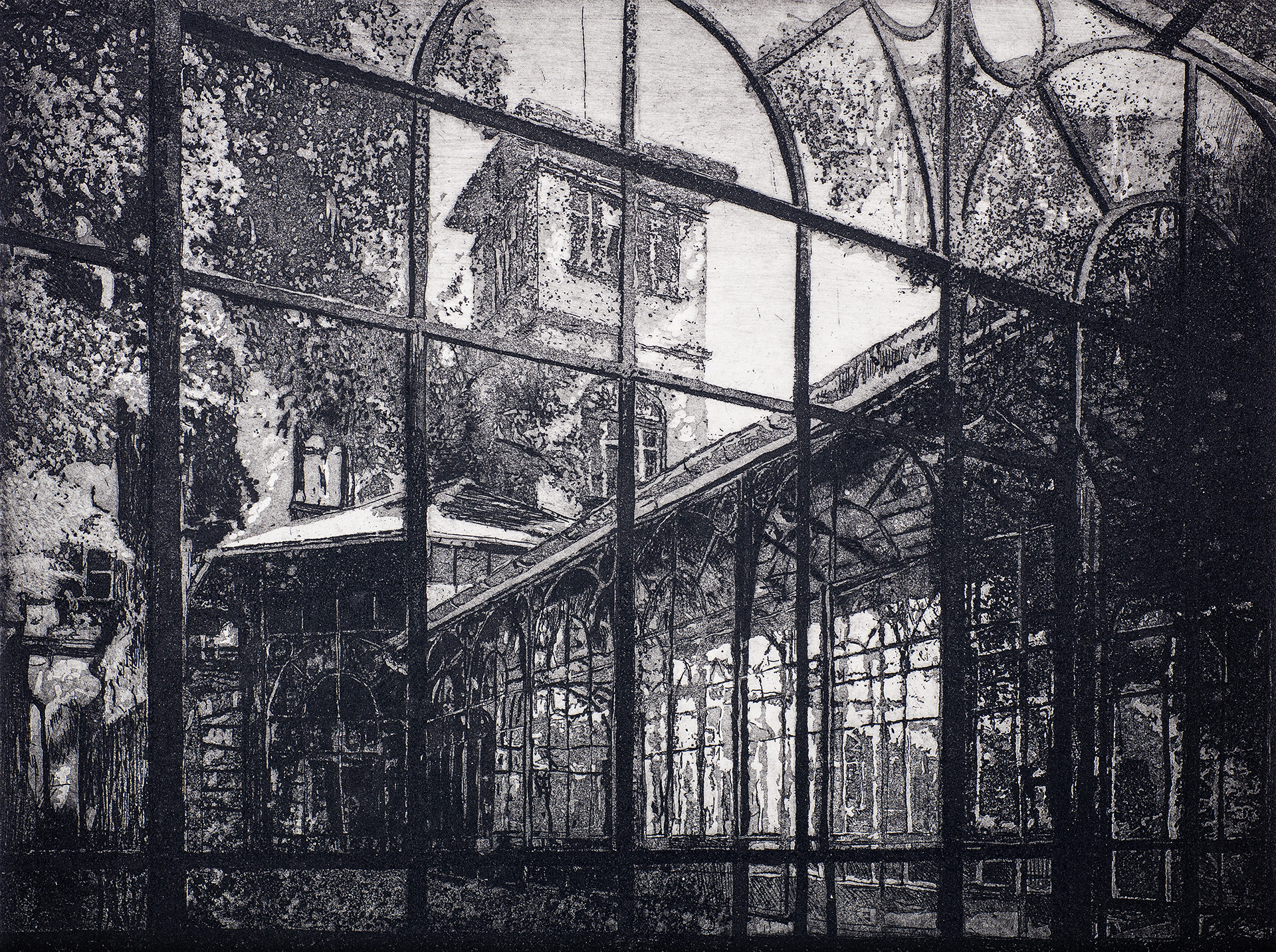 Matthias Holländer, TURM, 1981, Radierung und Aquatinta auf Büttenpapier, Städtische Wessenberg-Galerie Konstanz © Matthias Holländer