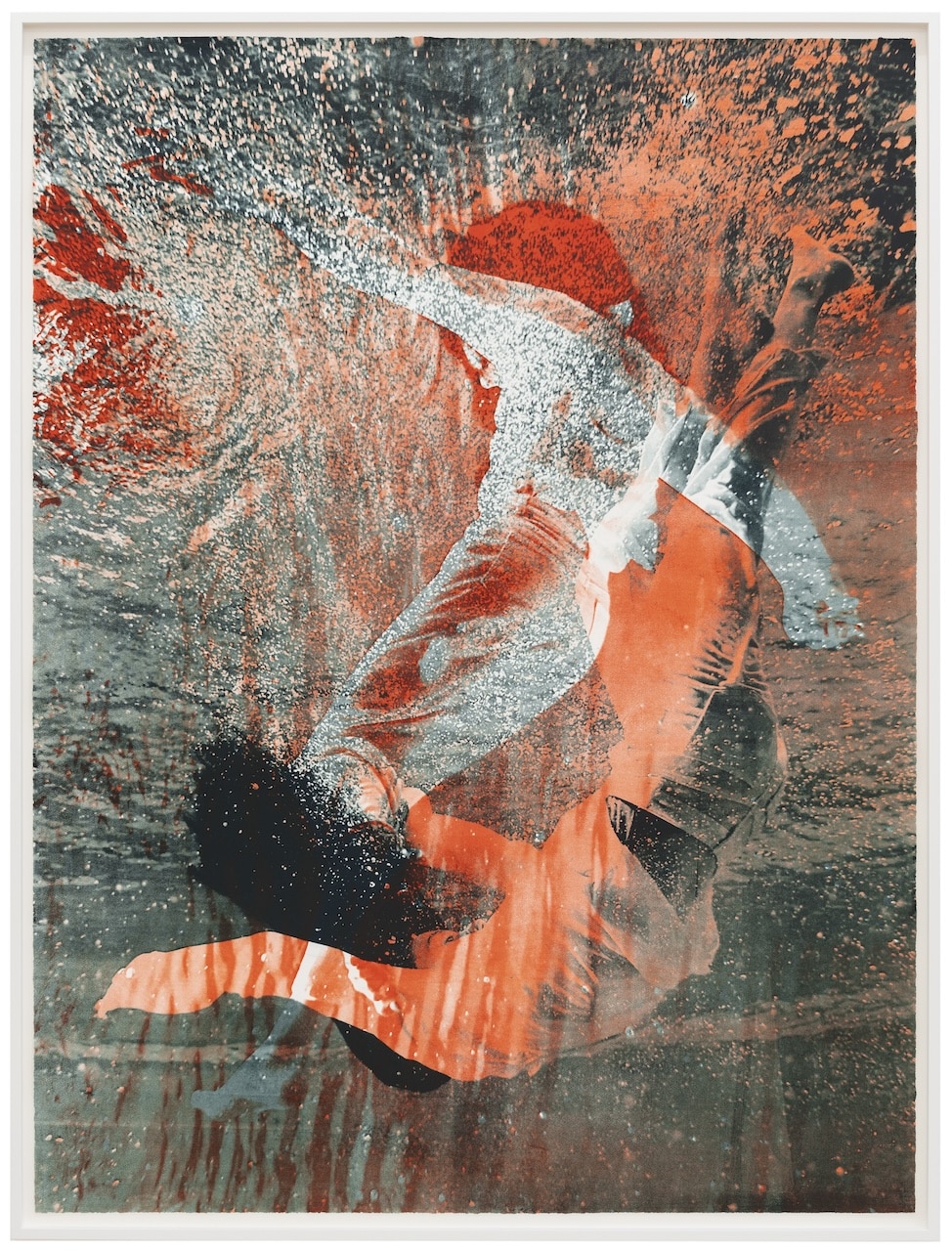 Shirana Shahbazi, Falling_01, 2023, dreifarbige Lithografie auf Baumwollpapier, vier Blätter, 240 × 160 cm, Ed. von 2 (+ 1 AP), Courtesy of the artist und Galerie Peter Kilchmann, Zürich, Paris