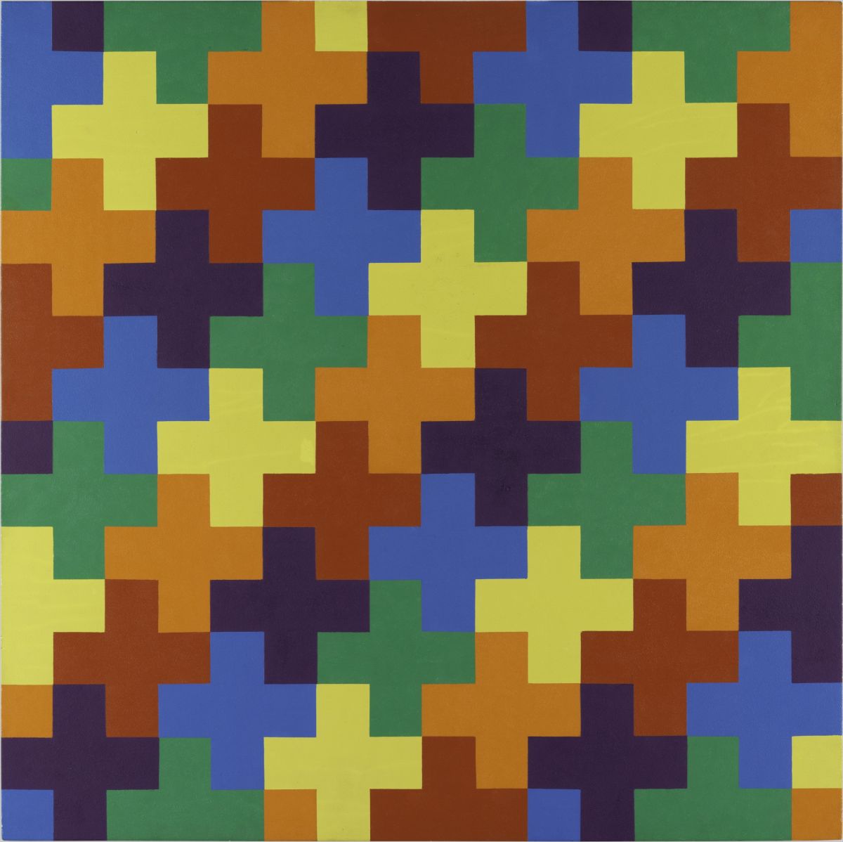 François Morellet, Violet, bleu, vert, jaune, orange, rouge, 1953, Öl auf Holz, Paris, Centre Pompidou, Musée national d’art moderne, AM 1985-494 © Adagp, Paris, 2026 Foto: © Centre Pompidou, MNAM-CCI / Audrey Laurans / Dist. GrandPalaisRmn