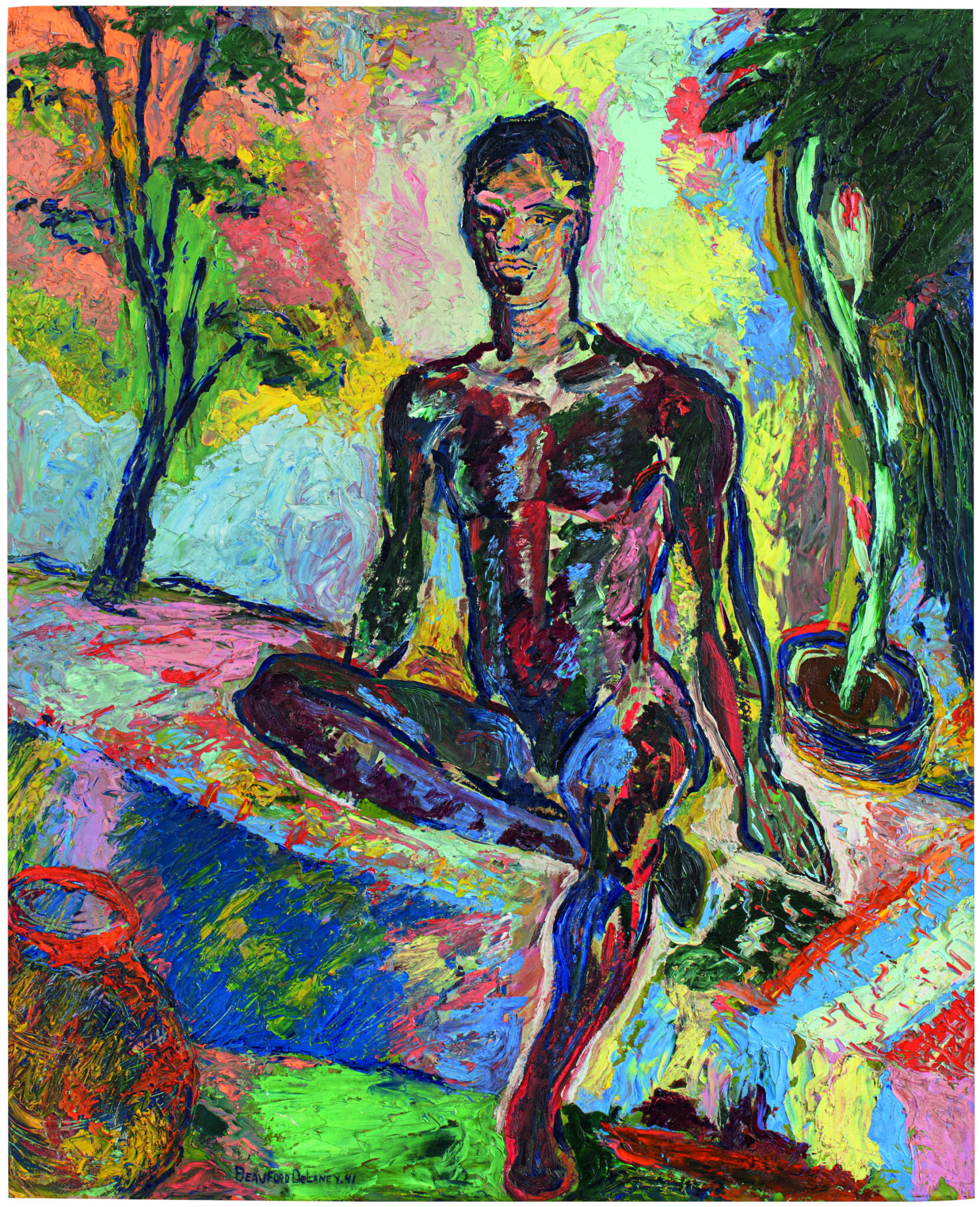 Estate of Beauford Delaney, by permisson of Derek L. Spratley, Esquire, Court Appointed Administrator, Courtesy of Michael Rosenfeld Gallery LLC, New York, NY, Beauford Delaney, Dark Rapture (James Baldwin), 1941, Öl auf Masonit