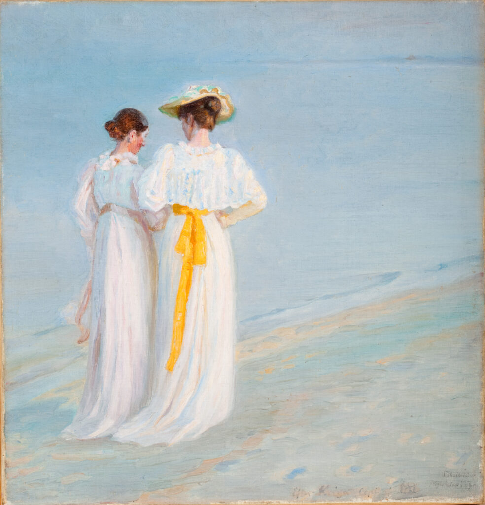 Michael Ancher, Anna Ancher und Marie Krøyer am Skagener Sønderstrand, 1897, Öl auf Leinwand, Skagens Museum