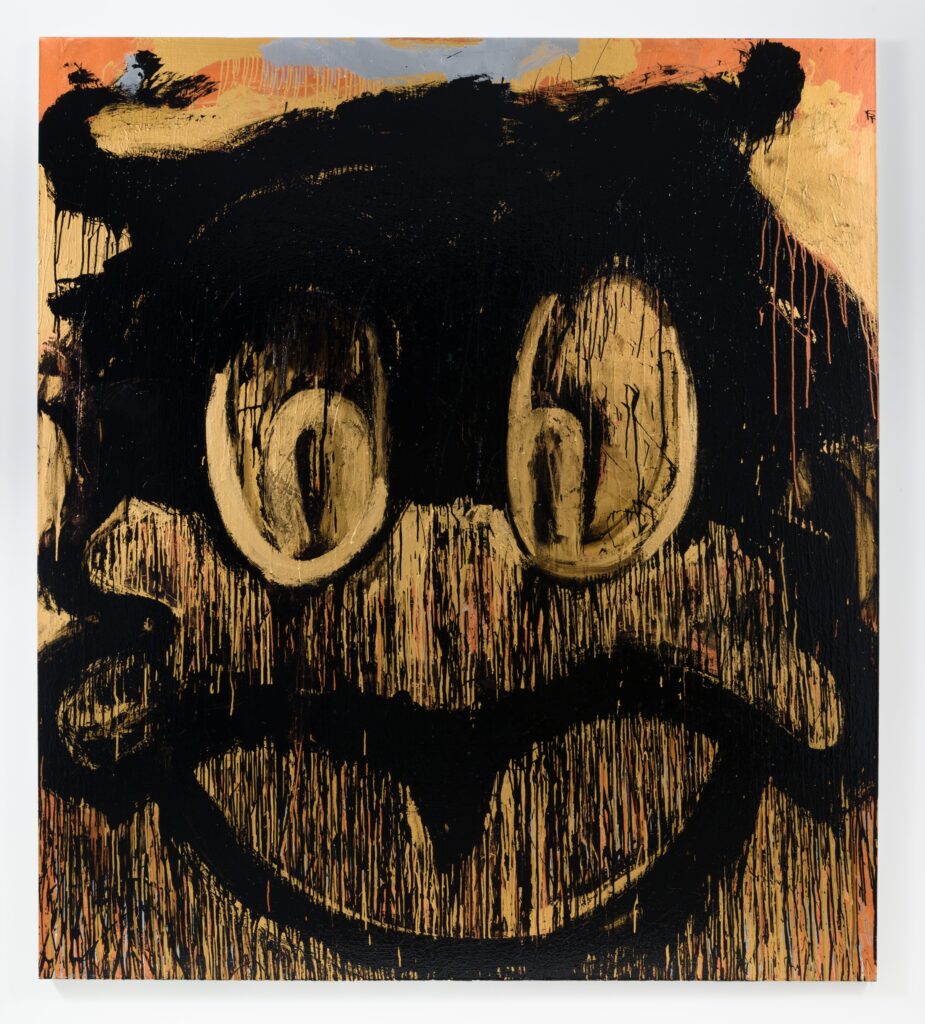 Joyce Pensato: Bang, Bang Donald, 2015, Emaille und Metallic-Lack auf Leinwand | enamel and metallic paint on canvas, Private Collection © Joyce Pensato Foundation, Photo: Jason Mandella © Joyce Pensato Foundation