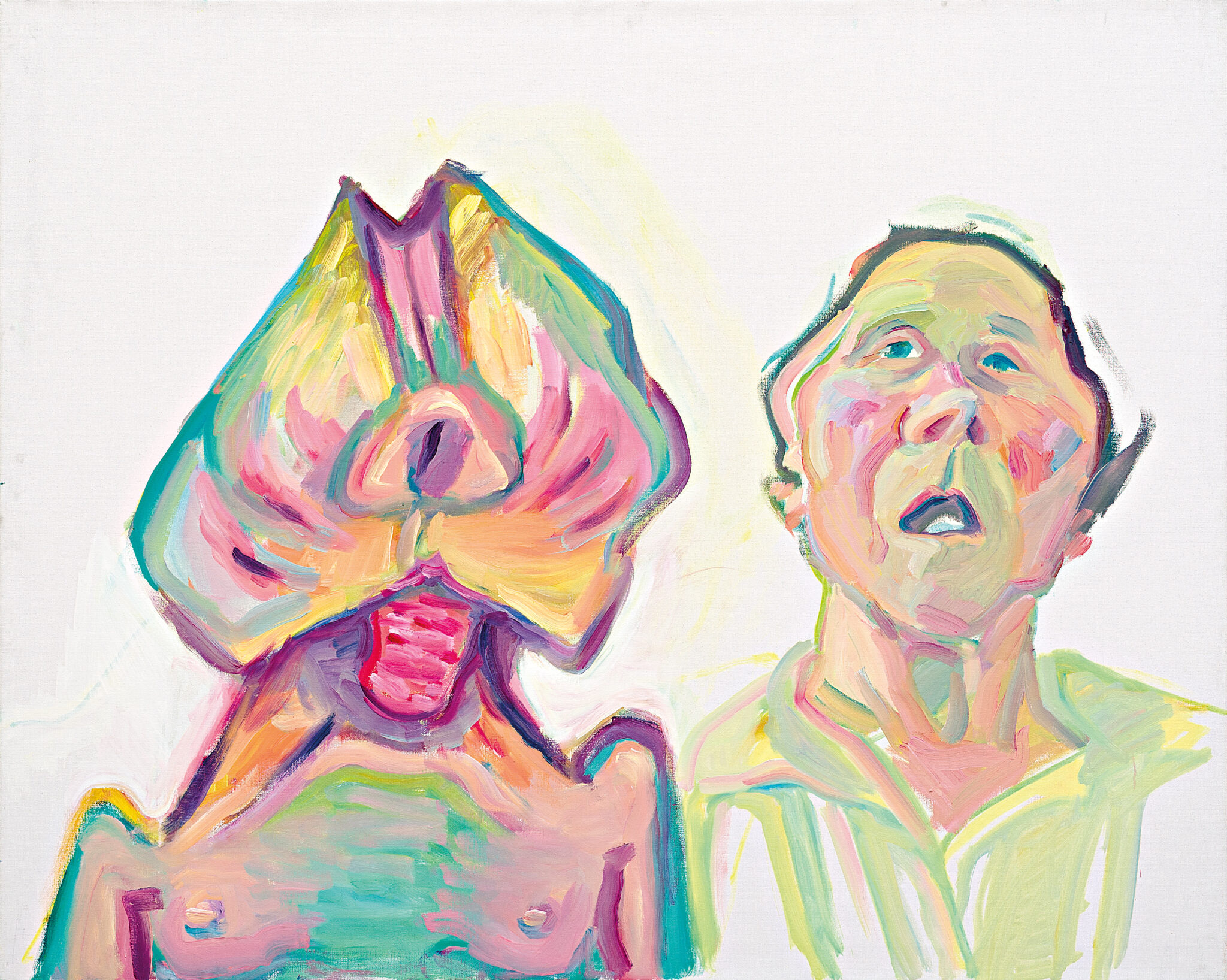 Maria Lassnig, Zwei Arten zu sein (Doppelselbstporträt), 2000, Huile sur toile, Maria Lassnig Stiftung, © Maria Lassnig, Stiftung / 2026, ProLitteris, Zurich