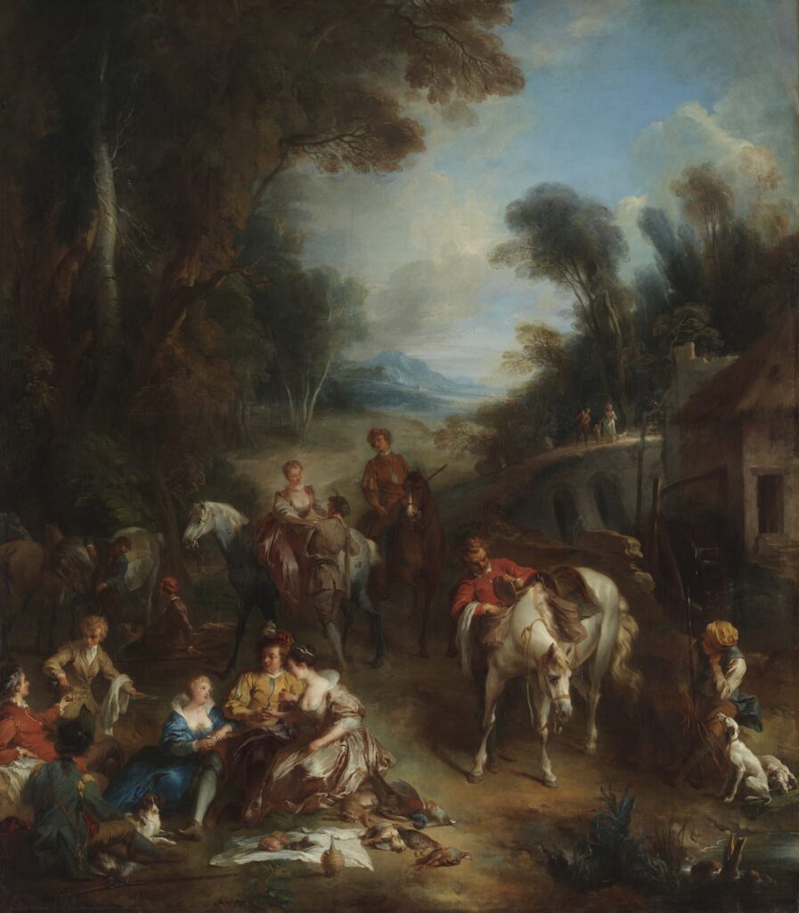 François Lemoyne, Eine Jagdgesellschaft, um 1723, Leinwand, Bayerische Staatsgemäldesammlungen – Alte Pinakothek München, Foto: Bayerische Staatsgemäldesammlungen, Sibylle Forster