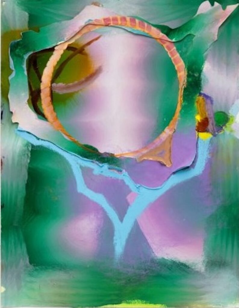 Kerstin Brätsch, Untitled, aus der MƎTA Serie, 2023–2024, Öl und Collage auf Papier, © Kerstin Brätsch, Courtesy die Künstlerin, Galerie Gladstone und Gió Marconi Mailand